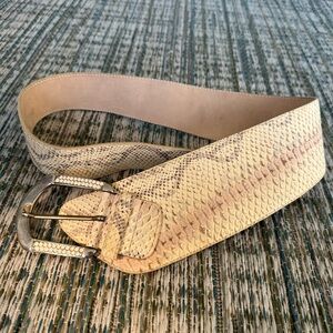 Arden B. Snake Print Genuine Leather Belt with Silver Buckle